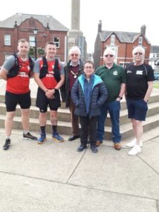 Mayor and Sponsored Walkers next to cenotaph