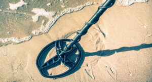 metal detector on beach