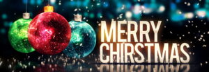 merry christmas message with baubles