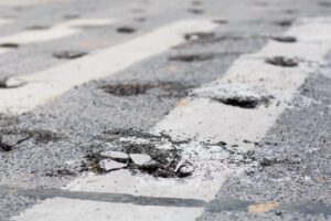 road work. Damaged section of read